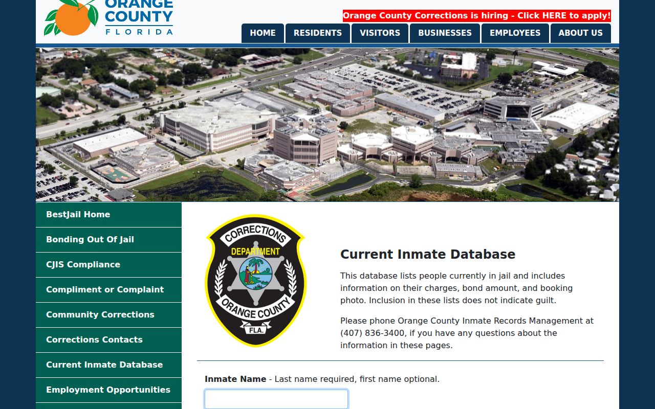 Orlando residents directory Orange County inmate search