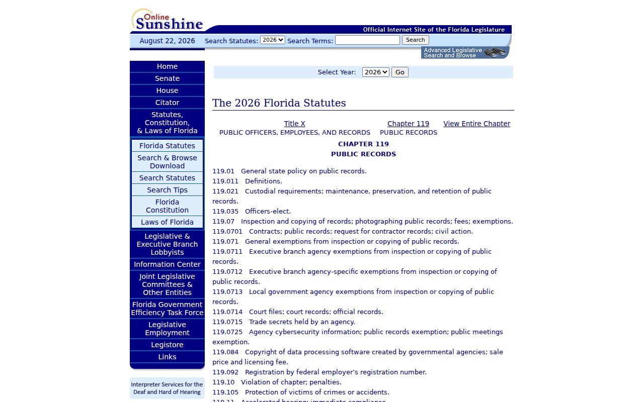 Orlando residents directory Florida Public Records Law