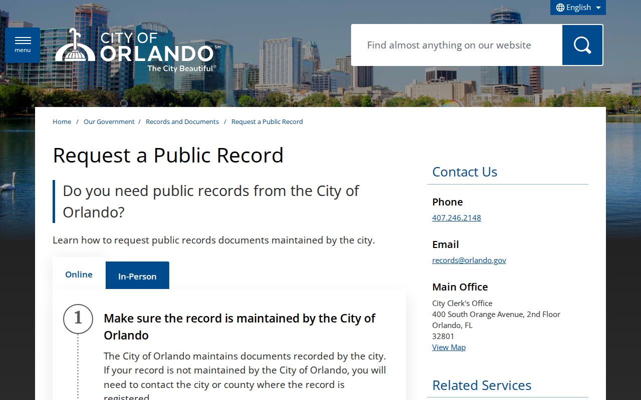 Orlando residents directory city public records request