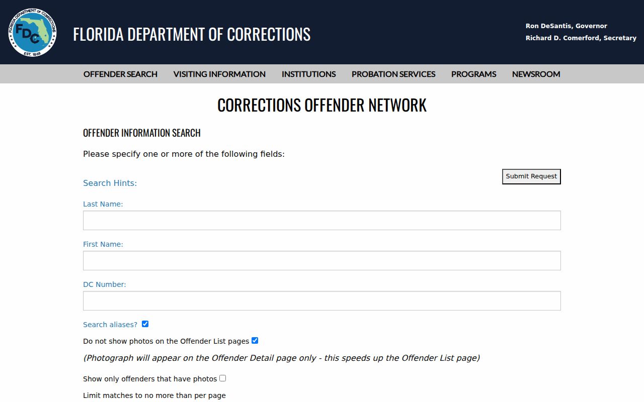 Florida Department of Corrections search for official Orlando-area offender records
