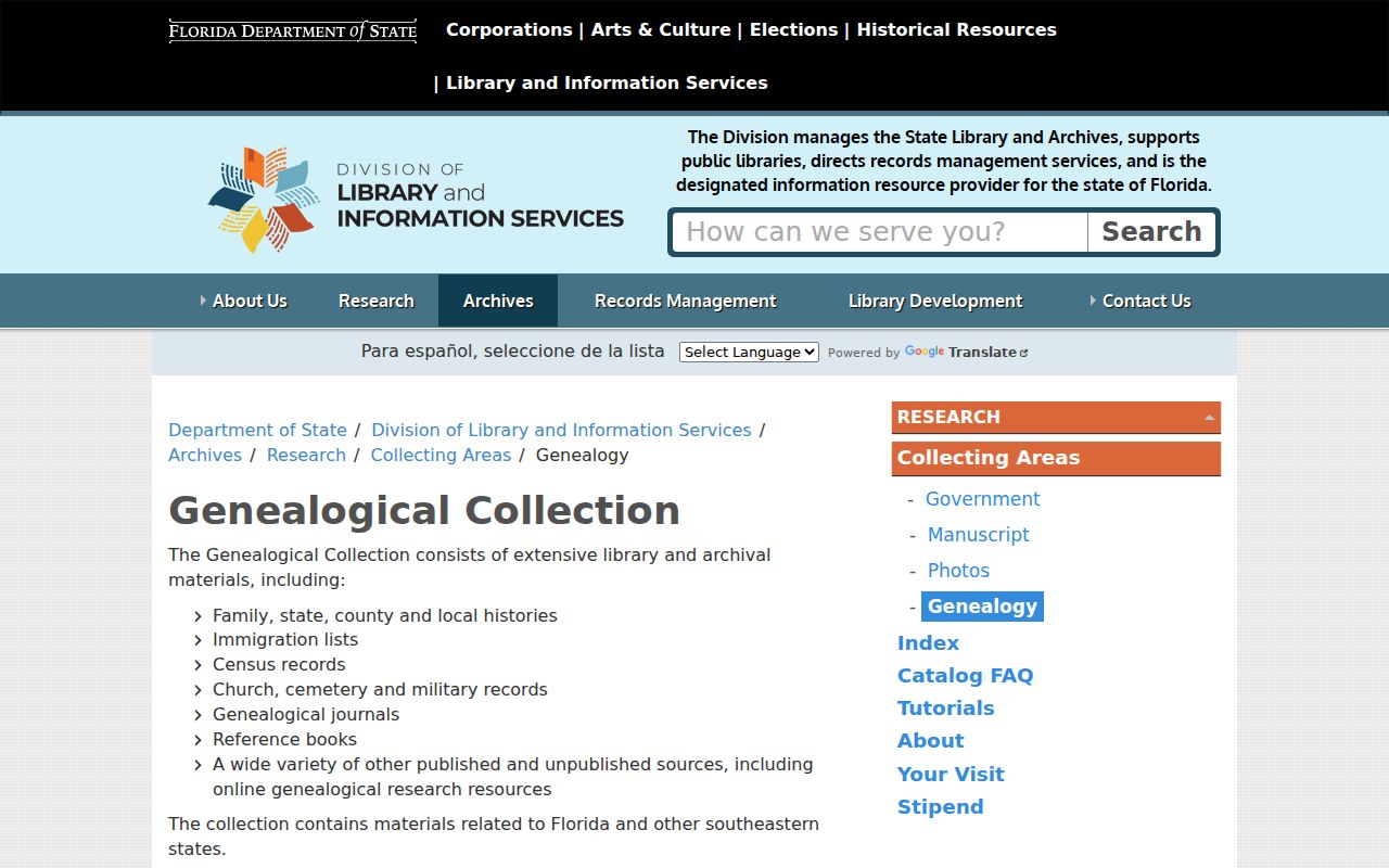 Orlando previous residents genealogy collections at the State Archives